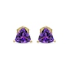 Thumbnail Image 2 of Trillion-Cut Amethyst Solitaire Stud Earrings 10K Yellow Gold