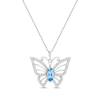 Thumbnail Image 1 of Marquise-Cut Swiss Blue Topaz & White Lab-Created Sapphire Butterfly Necklace Sterling Silver 18&quot;