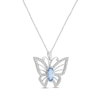 Thumbnail Image 2 of Marquise-Cut Swiss Blue Topaz & White Lab-Created Sapphire Butterfly Necklace Sterling Silver 18&quot;