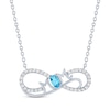 Thumbnail Image 1 of Oval-Cut Swiss Blue Topaz & White Lab-Created Sapphire &quot;Mom&quot; Infinity Necklace Sterling Silver 18&quot;