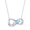 Thumbnail Image 2 of Oval-Cut Swiss Blue Topaz & White Lab-Created Sapphire &quot;Mom&quot; Infinity Necklace Sterling Silver 18&quot;