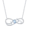 Thumbnail Image 0 of Oval-Cut Aquamarine & White Lab-Created Sapphire "Mom" Infinity Necklace Sterling Silver 18"