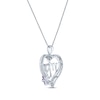 Thumbnail Image 3 of Amethyst & Pink Lab-Created Sapphire Flower Heart &quot;Mom&quot; Necklace Sterling Silver 18&quot;