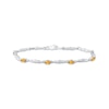 Thumbnail Image 1 of Oval-Cut Citrine & Diamond Accent Wavy Link Bracelet Sterling Silver 7.25&quot;