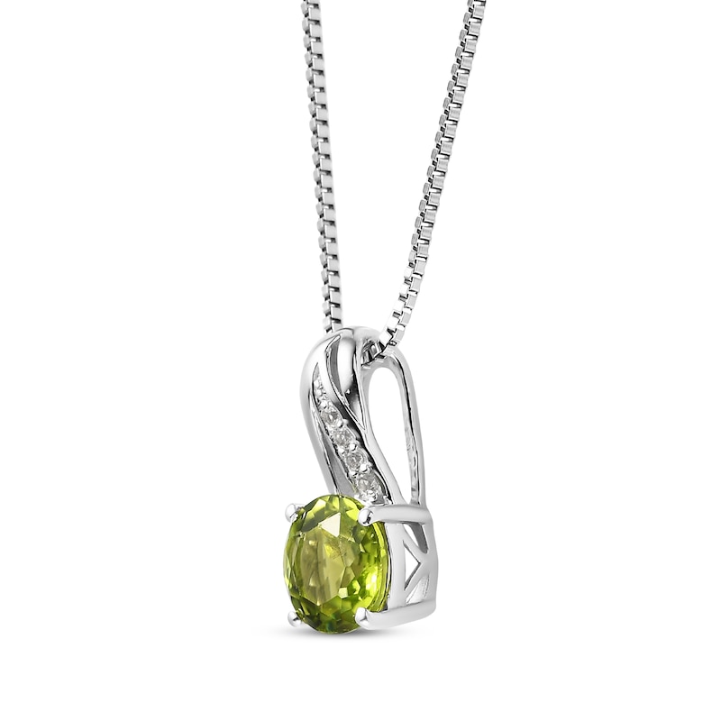 Peridot & White Lab-Created Sapphire Necklace Sterling Silver 18"