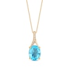 Thumbnail Image 0 of Oval-Cut Swiss Blue Topaz & Diamond Accent Necklace 10K Yellow Gold 18"