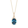 Thumbnail Image 1 of Oval-Cut London Blue Topaz & Diamond Accent Necklace 10K Yellow Gold 18&quot;