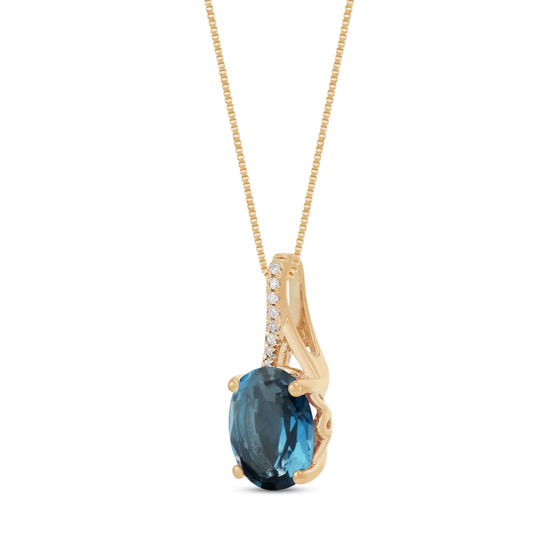 Main Image 2 of Oval-Cut London Blue Topaz & Diamond Accent Necklace 10K Yellow Gold 18&quot;