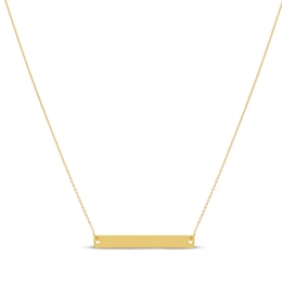 Horizontal Polished Bar Necklace 14K Yellow Gold 18&quot;