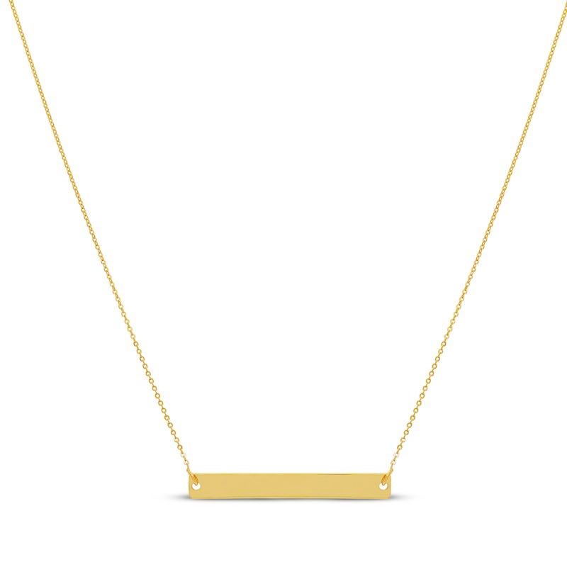 Main Image 1 of Horizontal Polished Bar Necklace 14K Yellow Gold 18&quot;