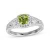 Thumbnail Image 0 of Cushion-Shaped Peridot & White Lab-Created Sapphire Ring Sterling Silver
