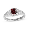 Thumbnail Image 1 of Cushion-Shaped Garnet & White Lab-Created Sapphire Ring Sterling Silver