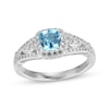 Thumbnail Image 1 of Cushion-Shaped Swiss Blue Topaz & White Lab-Created Sapphire Ring Sterling Silver