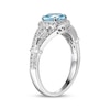 Thumbnail Image 2 of Cushion-Shaped Swiss Blue Topaz & White Lab-Created Sapphire Ring Sterling Silver