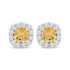Thumbnail Image 0 of Cushion-Cut Citrine & White Lab-Created Sapphire Frame Earrings Sterling Silver