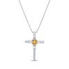 Thumbnail Image 1 of Oval-Cut Citrine & Round-Cut White Lab-Created Sapphire Cross Necklace Sterling Silver 18&quot;