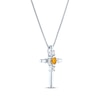 Thumbnail Image 2 of Oval-Cut Citrine & Round-Cut White Lab-Created Sapphire Cross Necklace Sterling Silver 18&quot;