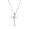 Thumbnail Image 3 of Oval-Cut Citrine & Round-Cut White Lab-Created Sapphire Cross Necklace Sterling Silver 18&quot;