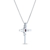 Thumbnail Image 3 of Oval-Cut Garnet & Round-Cut White Lab-Created Sapphire Cross Necklace Sterling Silver 18&quot;