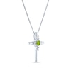 Thumbnail Image 2 of Oval-Cut Peridot & Round-Cut White Lab-Created Sapphire Cross Necklace Sterling Silver 18&quot;