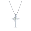 Thumbnail Image 3 of Oval-Cut Peridot & Round-Cut White Lab-Created Sapphire Cross Necklace Sterling Silver 18&quot;