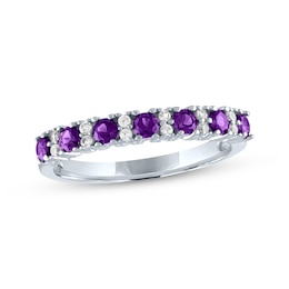 Amethyst & White Lab-Created Sapphire Stackable Ring Sterling Silver