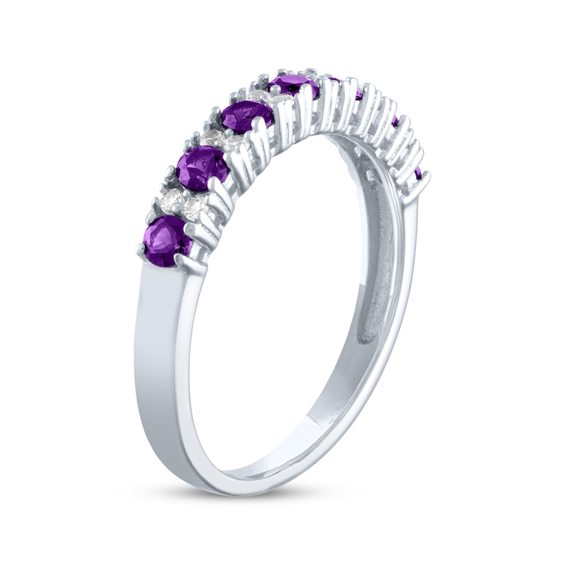 Amethyst & White Lab-Created Sapphire Stackable Ring Sterling Silver