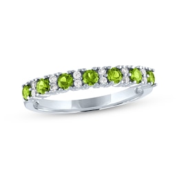 Peridot & White Lab-Created Sapphire Stackable Ring Sterling Silver