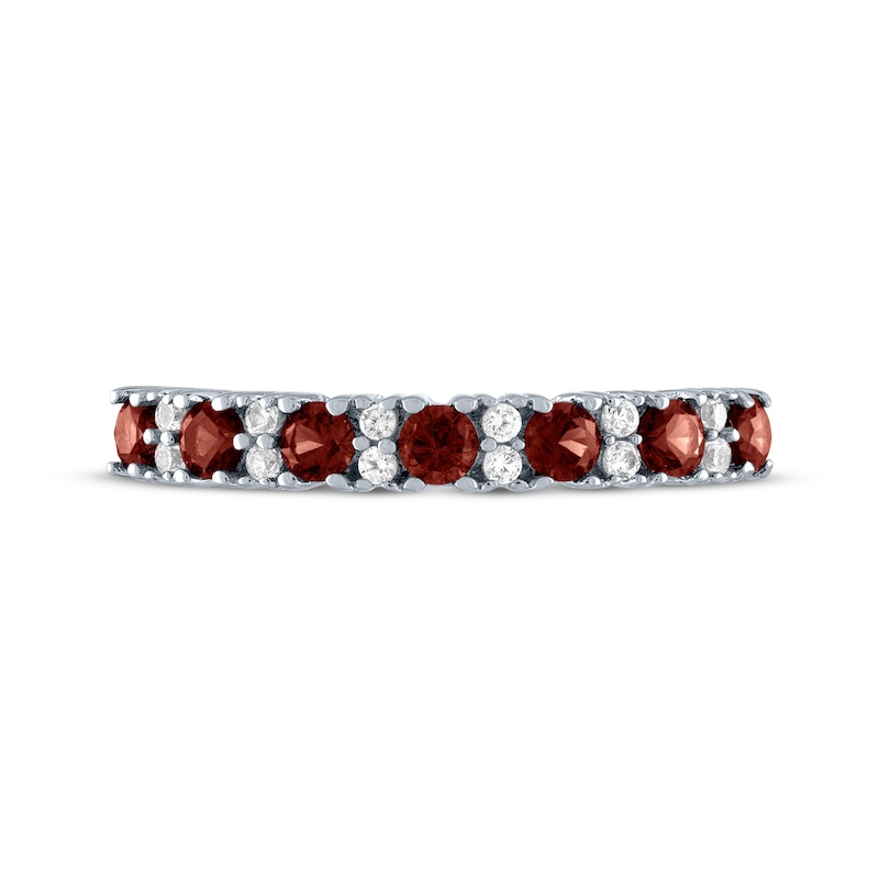 Garnet & White Lab-Created Sapphire Stackable Ring Sterling Silver