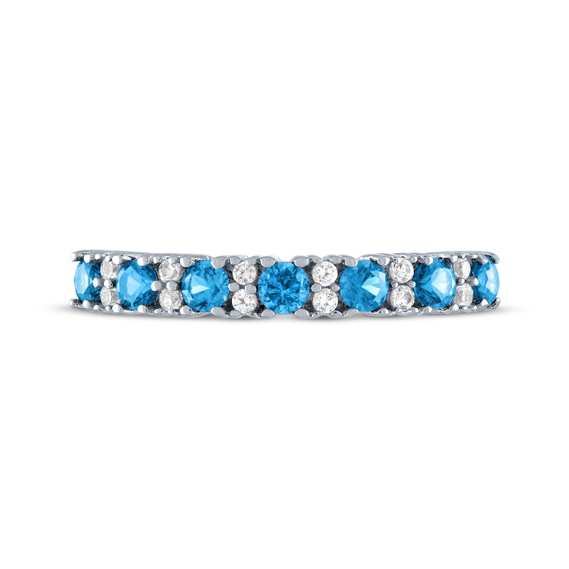 Swiss Blue Topaz & White Lab-Created Sapphire Stackable Ring Sterling Silver