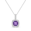 Thumbnail Image 1 of Cushion-Cut Amethyst & White Lab-Created Sapphire Necklace Sterling Silver 18&quot;