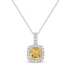 Thumbnail Image 1 of Cushion-Cut Citrine & White Lab-Created Sapphire Necklace Sterling Silver 18&quot;