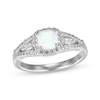 Thumbnail Image 1 of Cushion-Cut Lab-Created Opal & White Lab-Created Sapphire Ring Sterling Silver