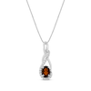 Thumbnail Image 0 of Oval-Cut Garnet & White Lab-Created Sapphire Twist Drop Necklace Sterling Silver 18"