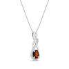 Thumbnail Image 1 of Oval-Cut Garnet & White Lab-Created Sapphire Twist Drop Necklace Sterling Silver 18"