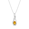 Thumbnail Image 1 of Oval-Cut Citrine & White Lab-Created Sapphire Twist Drop Necklace Sterling Silver 18&quot;