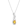 Thumbnail Image 2 of Oval-Cut Citrine & White Lab-Created Sapphire Twist Drop Necklace Sterling Silver 18&quot;