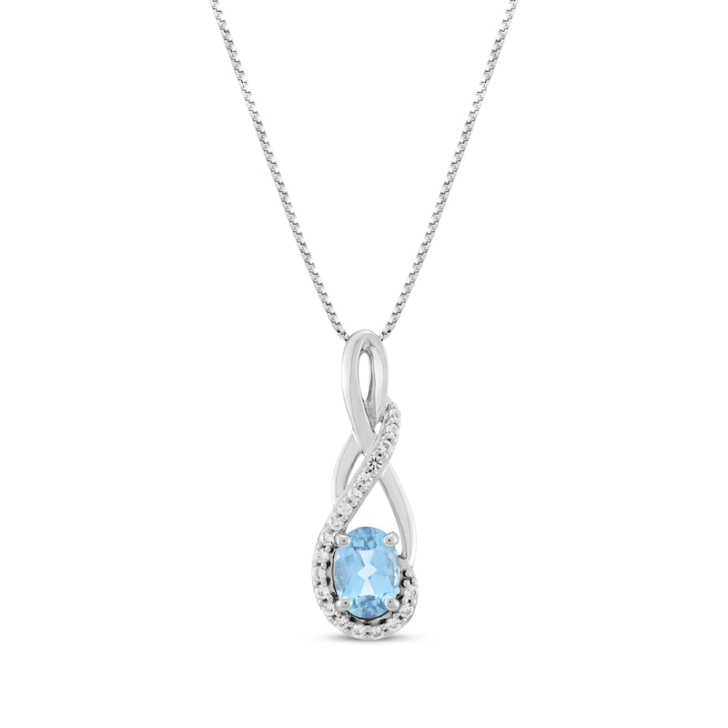 Oval-Cut Swiss Blue Topaz & White Lab-Created Sapphire Twist Drop ...