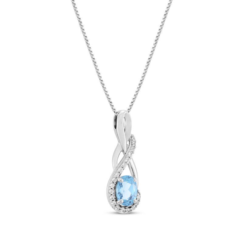 Oval-Cut Swiss Blue Topaz & White Lab-Created Sapphire Twist Drop ...