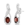 Thumbnail Image 1 of Oval-Cut Garnet & White Lab-Created Sapphire Twist Drop Earrings Sterling Silver