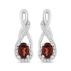 Thumbnail Image 2 of Oval-Cut Garnet & White Lab-Created Sapphire Twist Drop Earrings Sterling Silver