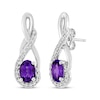 Thumbnail Image 1 of Oval-Cut Amethyst & White Lab-Created Sapphire Twist Drop Earrings Sterling Silver