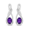 Thumbnail Image 2 of Oval-Cut Amethyst & White Lab-Created Sapphire Twist Drop Earrings Sterling Silver