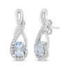 Thumbnail Image 1 of Oval-Cut Aquamarine & White Lab-Created Sapphire Twist Drop Earrings Sterling Silver