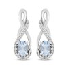 Thumbnail Image 2 of Oval-Cut Aquamarine & White Lab-Created Sapphire Twist Drop Earrings Sterling Silver