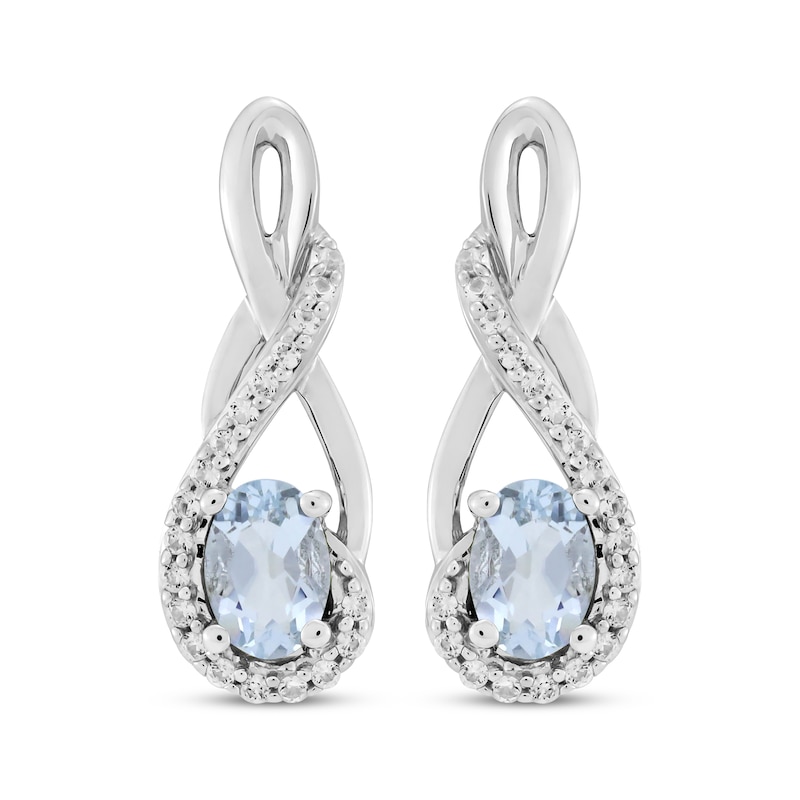 Oval-Cut Aquamarine & White Lab-Created Sapphire Twist Drop Earrings ...