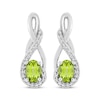 Thumbnail Image 2 of Oval-Cut Peridot & White Lab-Created Sapphire Twist Drop Earrings Sterling Silver