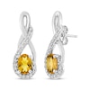 Thumbnail Image 1 of Oval-Cut Citrine & White Lab-Created Sapphire Twist Drop Earrings Sterling Silver