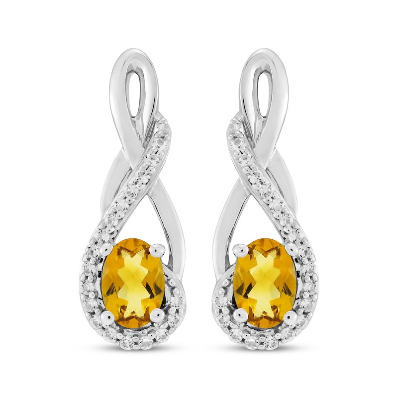 Main Image 2 of Oval-Cut Citrine & White Lab-Created Sapphire Twist Drop Earrings Sterling Silver