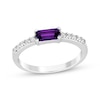 Thumbnail Image 0 of Baguette-Cut Amethyst & White Lab-Created Sapphire Ring Sterling Silver